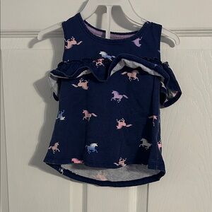 Charming Navy Kids Tank Top and short set with Unicorn Print